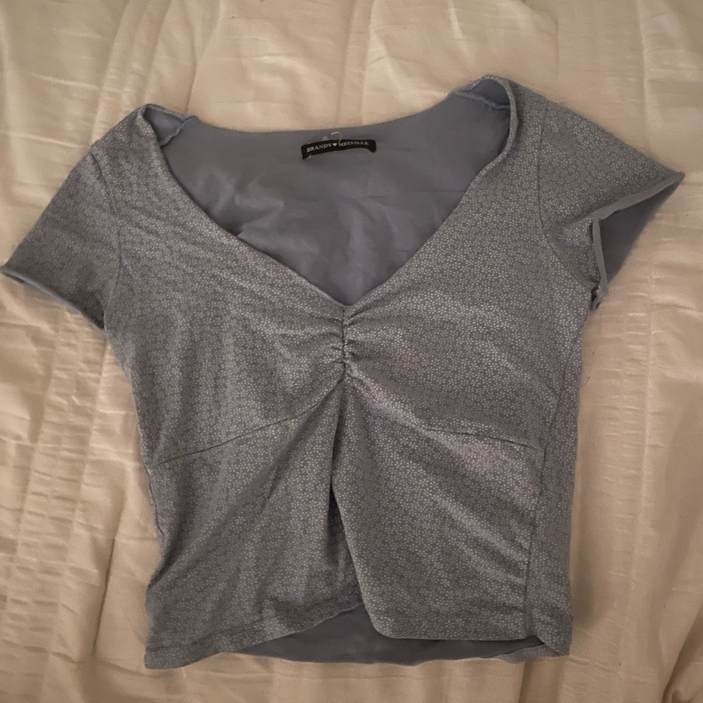 Brandy Melville Blue Floral Gina Top